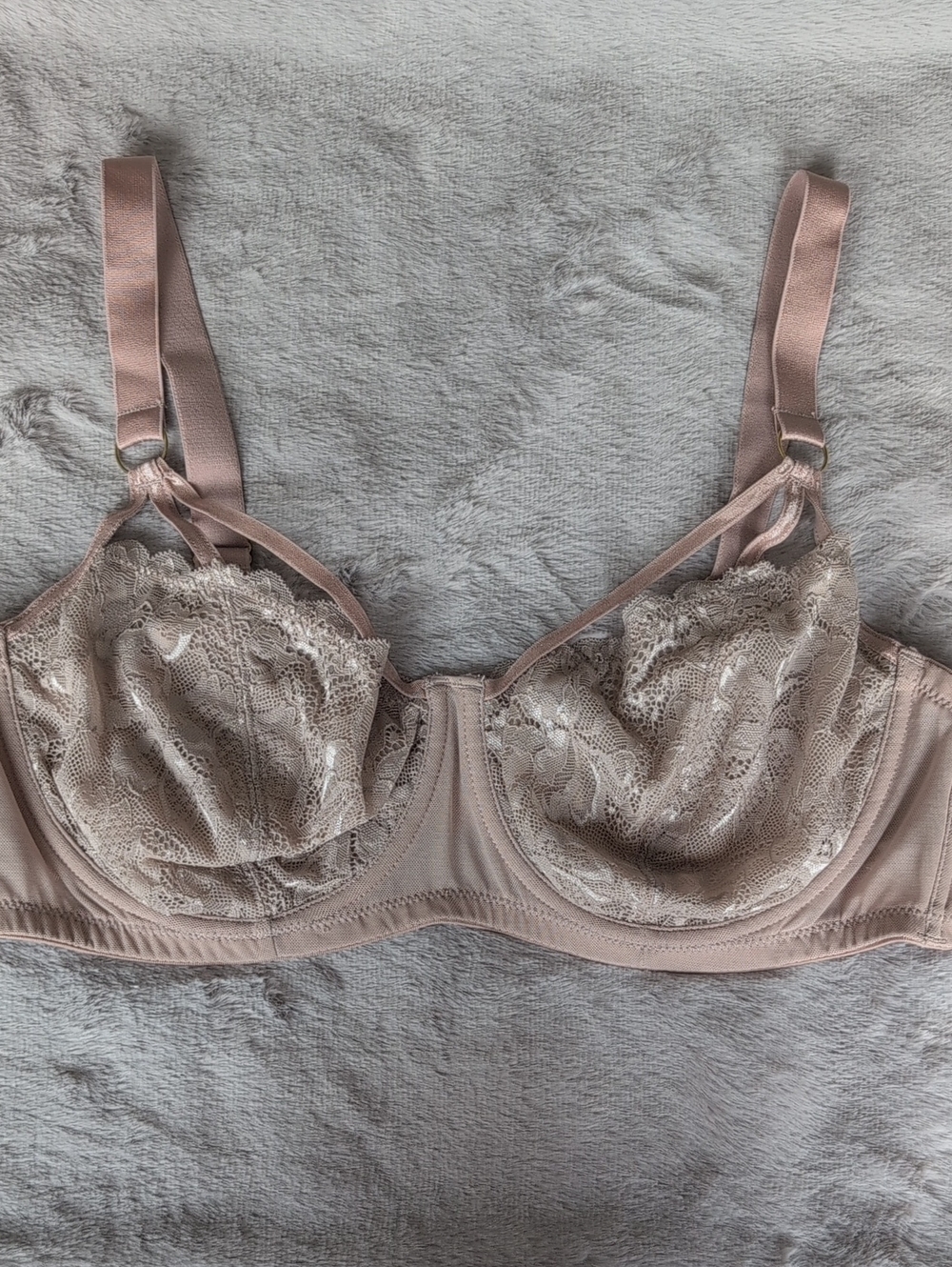 Delicate Lace Underwire Bra - Blush